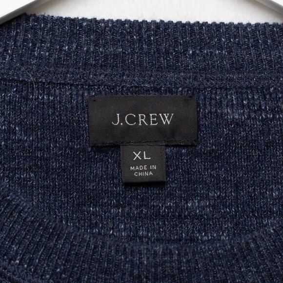 J CREW Rugged Cotton Crewneck Sweater Mid-Weight Heathered Indigo Blue Mens XL - Picture 7 of 8